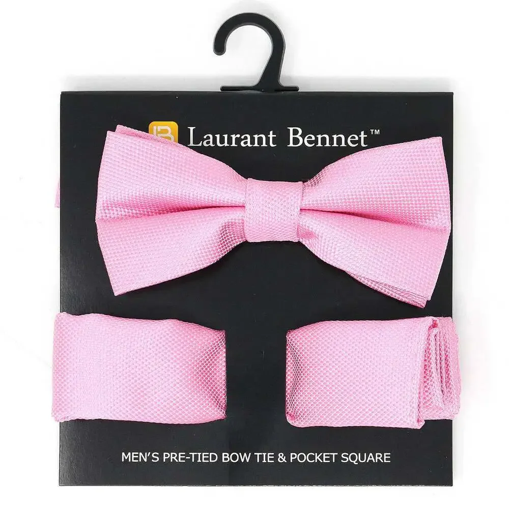 Selini New York - Poly Woven Men's Banded Bow Tie and Hanky Set - BTH6308